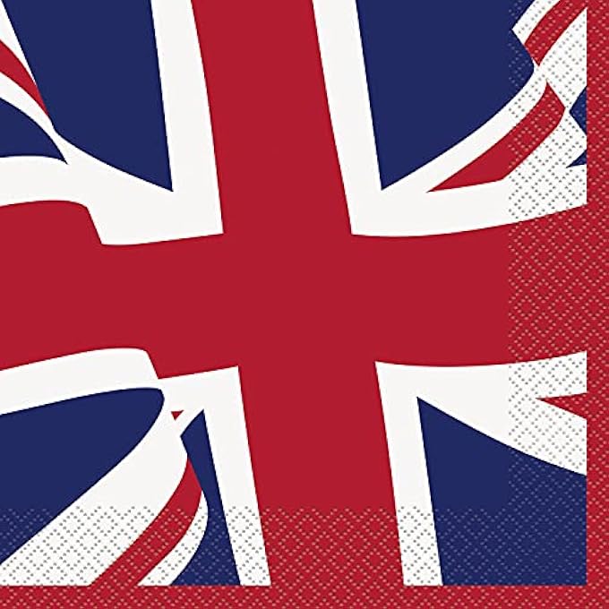 28792 PAPER NAPKINS-16.5 CM-UNION JACK PARTY-PACK OF 16, MULTICOLOUR,16.5 CM X 16.5 CM